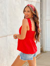 Ruffle Detailed Sleeveless Top - Red