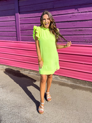 One More Thing Lime Green Dress