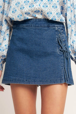 A washed denim skort - IP9036 - West Avenue