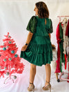 Under The Christmas Tree Velvet Dress - Hunter Green