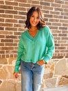 Seafoam V Neck Knit Top