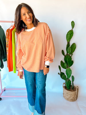 Orange Stripe Pullover