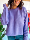 Lavender Cropped Knit Hoodie