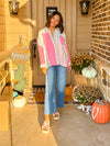 Pretty In Pink Colorblock Button Top