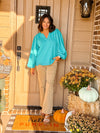 Turquoise Bubble Sleeve Top