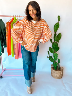 Orange Stripe Pullover