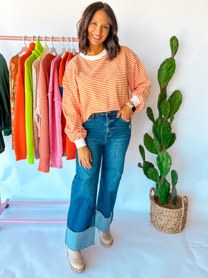 Orange Stripe Pullover