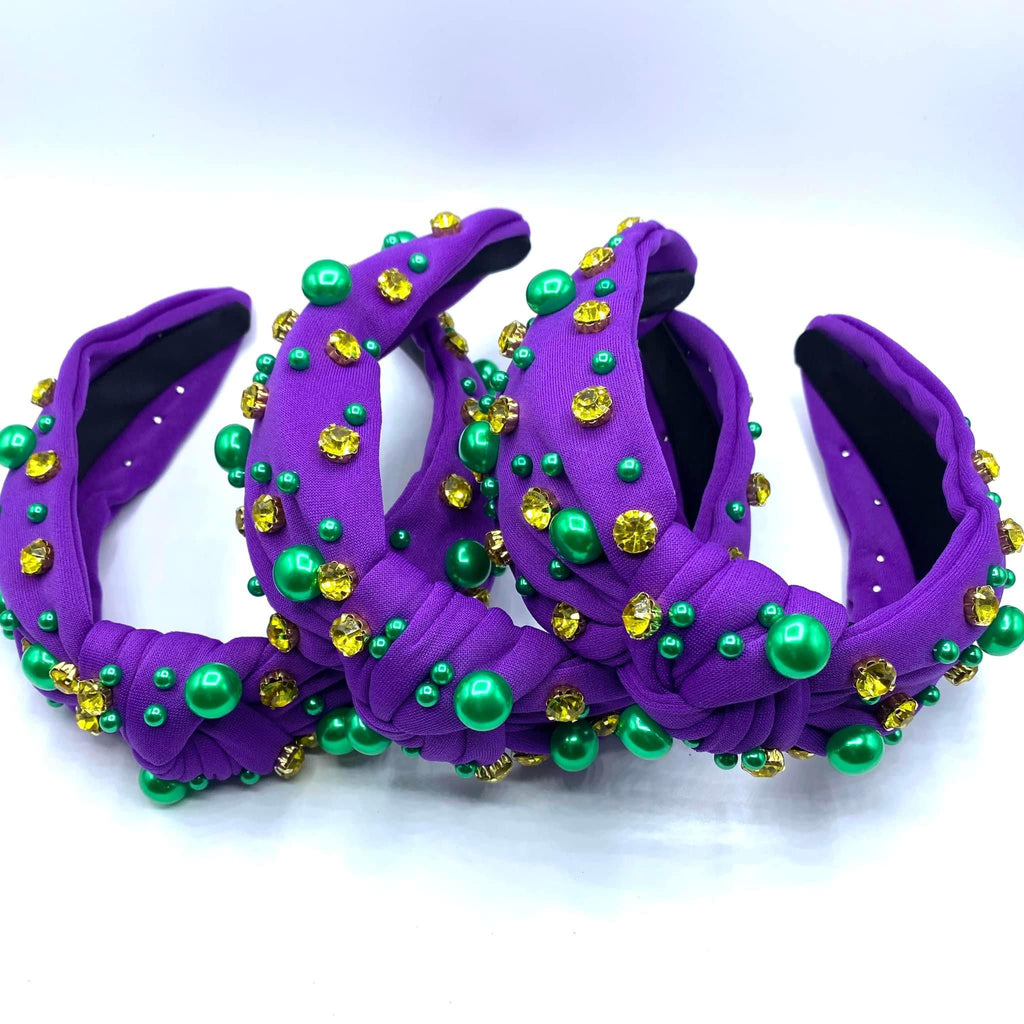 Purple Rhinestone and Pearl Headband