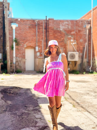 Take Me Away Gingham Print Dress - West Avenue