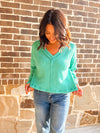 Seafoam V Neck Knit Top