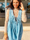 Miranda Sleeveless Denim Romper - Med Denim