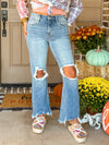 Risen High Rise Crop Denim Jeans