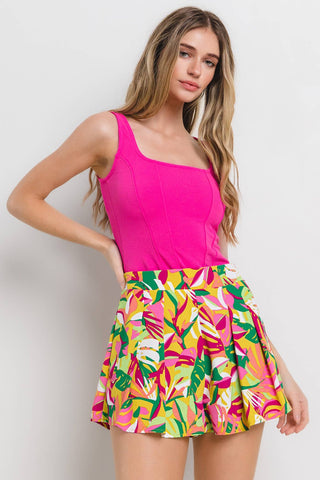 T1352-Sd- Solid  Square Neck Crop Top - West Avenue