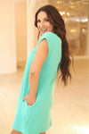 Maybe You're Right Textured Dress -  Mint