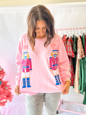 Sequin Nutcracker Embroidered Sweater