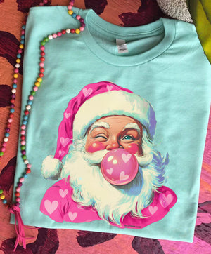 Mint Bubble Gum Santa Tee