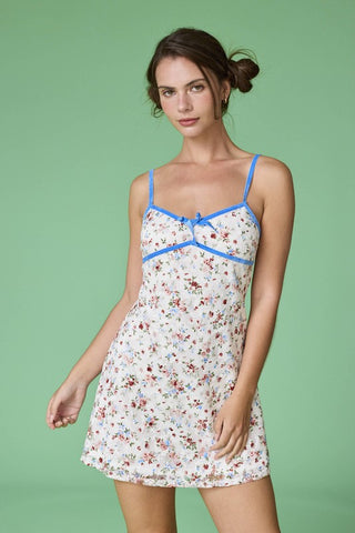 Sophia Floral Printed Lace Mini Dress