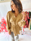 Gold Metallic Baby Doll Top