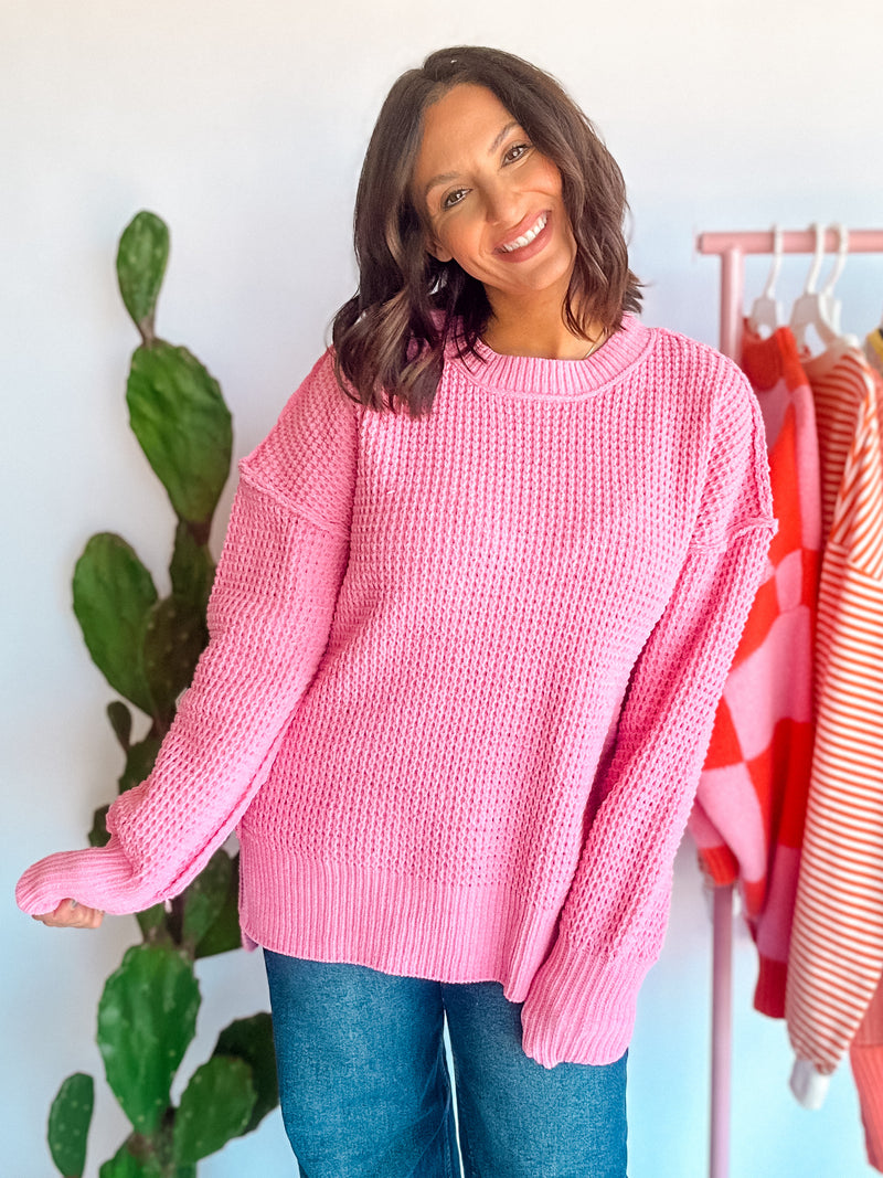 Oversized Knit Pink Sweater