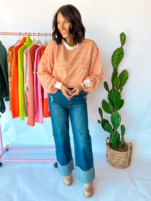 Orange Stripe Pullover