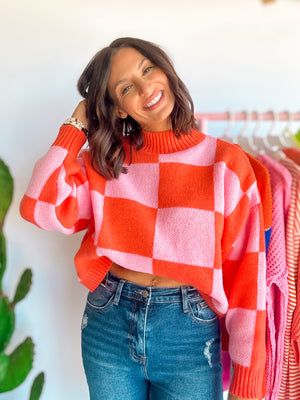 Talk Of The Town Checkered Sweater