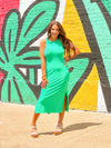 Just Like You Ribbed Green Dress