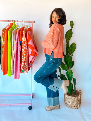 Two Tone Orange Sweater