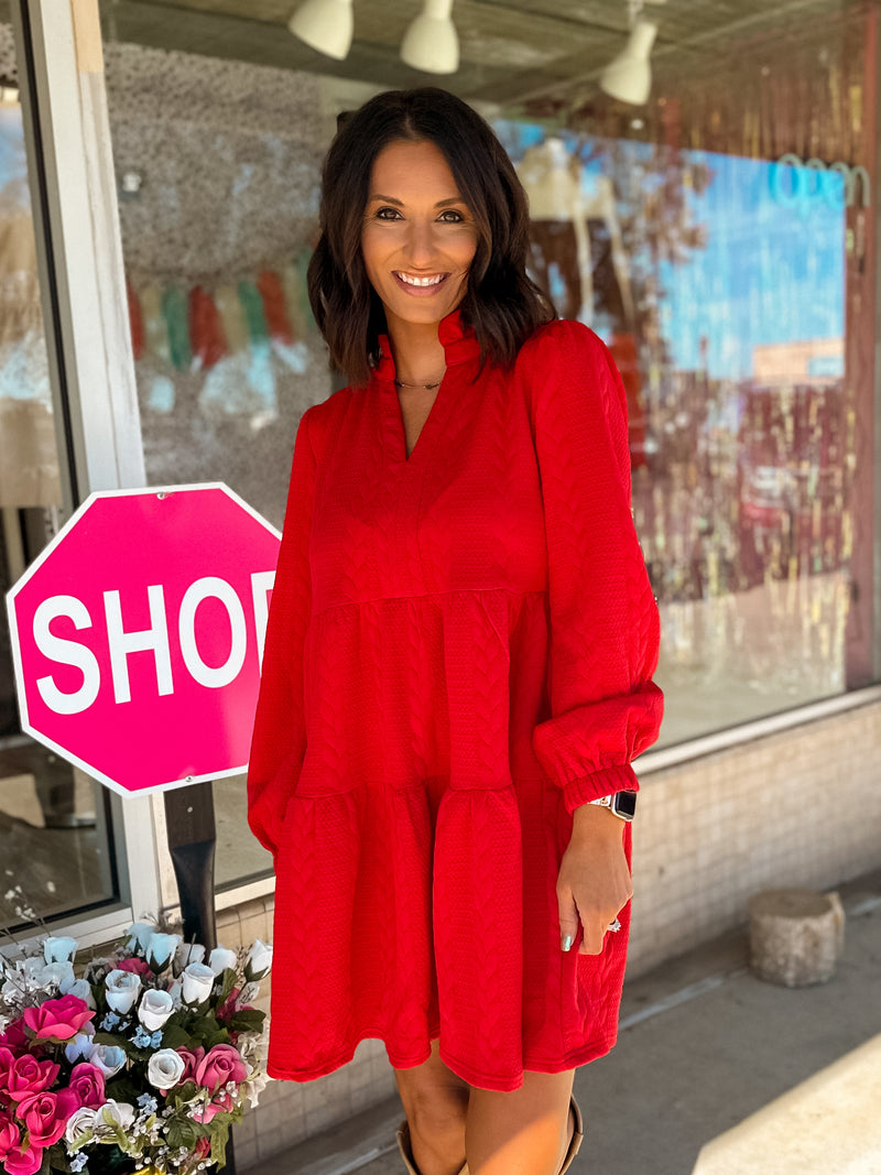 Textured Red Dress