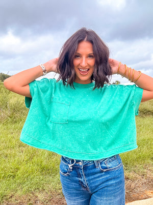 Oversized Washed Crop Tee