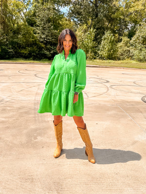 Textured Green Dress