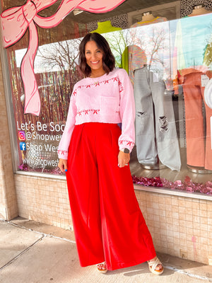 Wide Leg Red Pants