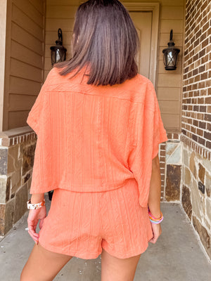 Cable Knit Textured Set - Apricot