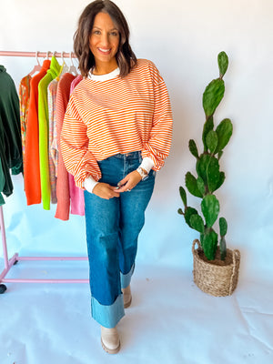 Orange Stripe Pullover