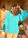 Turquoise Bubble Sleeve Top