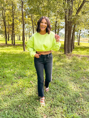 Lime Green Cropped Sweater