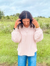 Ribbed V-Neck Top - Oatmeal