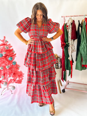 Christmas Angel Plaid Maxi Dress