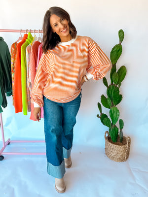 Orange Stripe Pullover