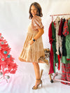 Under The Christmas Tree Velvet Dress - Champagne