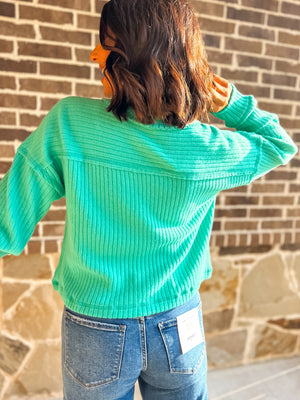 Seafoam V Neck Knit Top