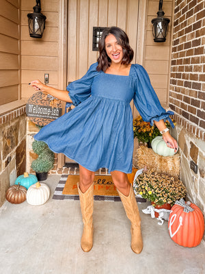 Smocked Denim Dress