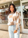 Talk Of Town Checkered Taupe Sweater