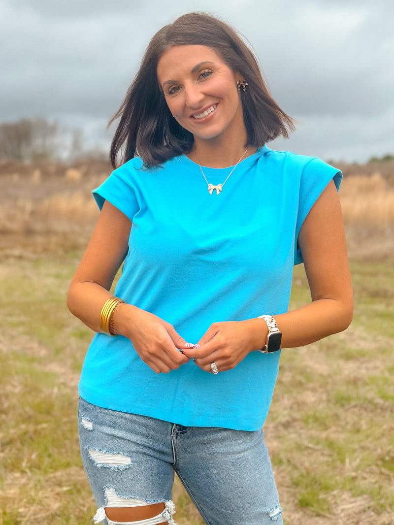 Aqua Blue Basic Top