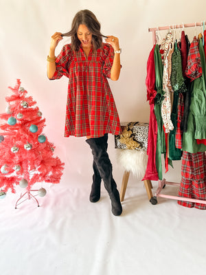 Snowy Night Plaid Dress