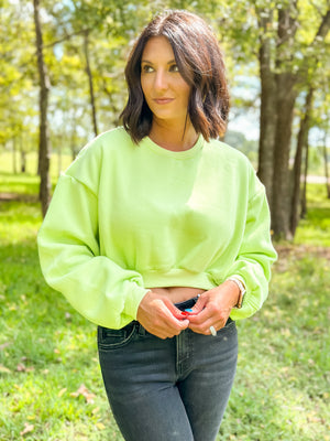 Lime Green Cropped Sweater