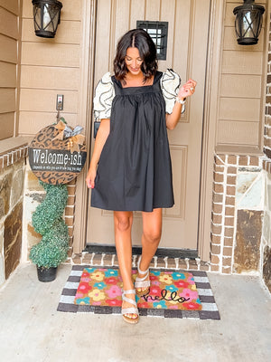 Layered Ruffled Puff Sleeve Dress