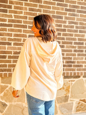 Oversized Cream Knit Hoodie