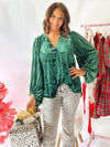 Silent Night Velvet Top - Hunter Green