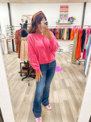 Lovely Day Fuchsia Knit Sweater