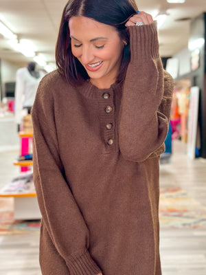 Coffee Bean Knit Sweater Dress